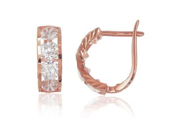 Gold earrings with 'english' lock 