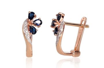 Gold earrings with 'english' lock 
