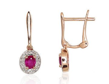 Gold earrings with 'english' lock 