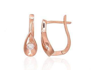 Серьги из красного золота 585 пробы с фианитами 