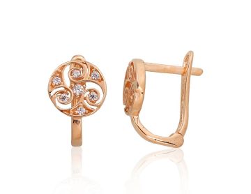 Gold earrings with 'english' lock 