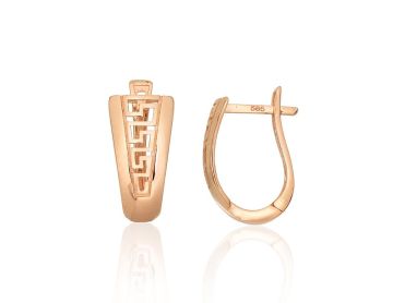 Gold earrings with 'english' lock 