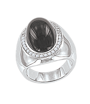 Damenring aus 925er Silber mit Zirkonia, Onyx 