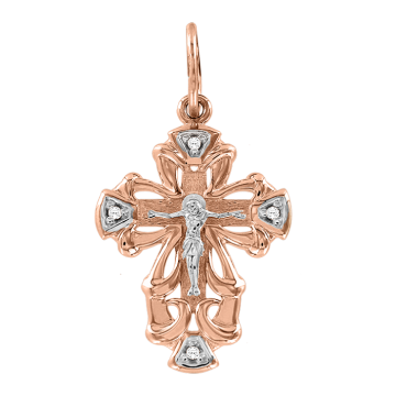 Kreuzanhänger aus Rotgold 585° mit Zirkonia 