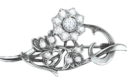 Silver brooch with zirconia 