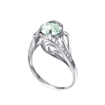 Damenring aus 925er Sterling Silber mit grünem Amethyst 