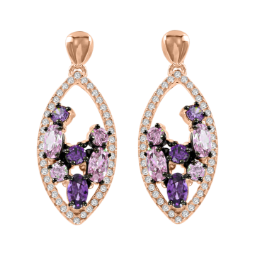 Gold-plated earrings with amethyst HTS and zirconia 
