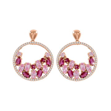 Gold-plated silver earrings with zirconia and ruby 