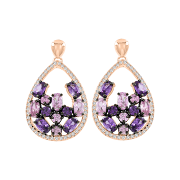 Gold-plated earrings with amethyst HTS and zirconia 