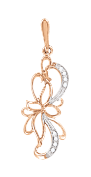 Pendant in red gold of 585 assay value with zirconia 