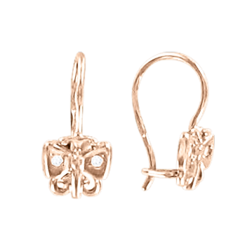 Earrings in red gold with cubic zirconia 