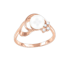 Lady´s ring in red gold of 585 assay value with zirconia, pearls 
