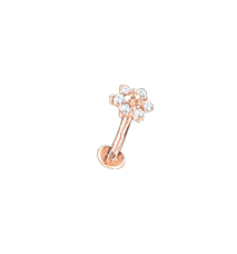 Rotgold 585 Lippenpiercing mit Zirkonia 