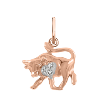 Anhänger Sternzeichen Stier aus Rotgold 585° mit Zirkonia 