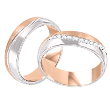 Wedding ring in red and white gold of 585 assay value 