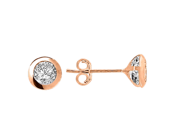 Earrings in red gold with cubic zirconia 