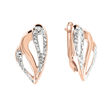 Earrings in red gold of 585 assay value 