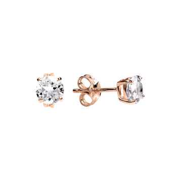 Earrings in red gold with cubic zirconia 