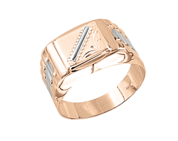 Man's ring in red gold of 585 assay value 