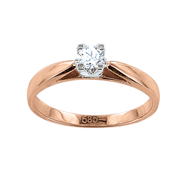 Lady´s ring in red gold of 585 assay value with diamonds 