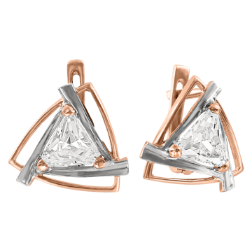 Earrings in red gold with cubic zirconia 