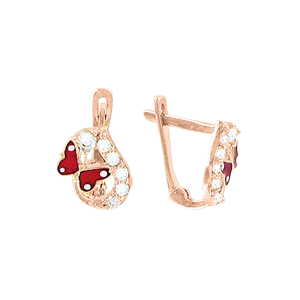 Kinder Ohrringe aus Rotgold 585° (14K) mit Zirkonia 
