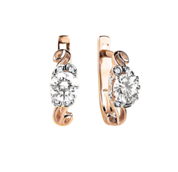 Earrings in red gold with cubic zirconia 
