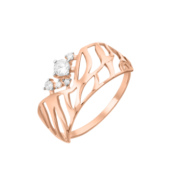 Damenring aus Rotgold 585° mit Zirkonia 