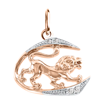 Anhänger Sternzeichen Löwe aus Rotgold 585° mit Zirkonia 