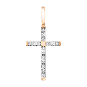 Kreuzanhänger aus Rotgold 585° mit Brillanten 