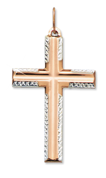 Cross from red and white gold of 585 assay value 