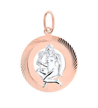 Pendant zodiac sign "Virgo" in red and white gold 