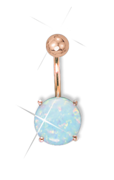 Rotgold 585 Bauchpiercing mit Opal 
