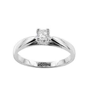 Lady´s ring in white gold of 585 assay value (14K) with diamonds 