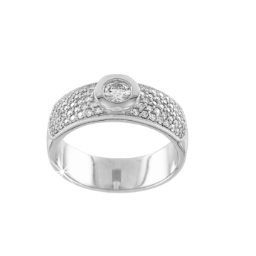 Lady´s ring in white gold of 585 assay value (14K) with diamonds 