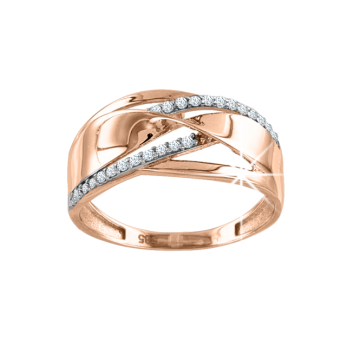 Damenring aus Rotgold 585° mit Zirkonia 