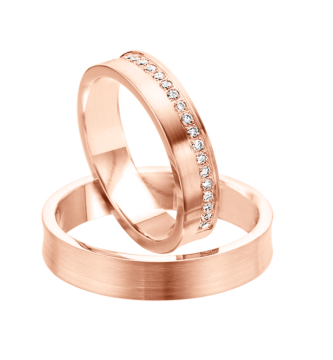 Wedding ring in red and white gold of 585 assay value 