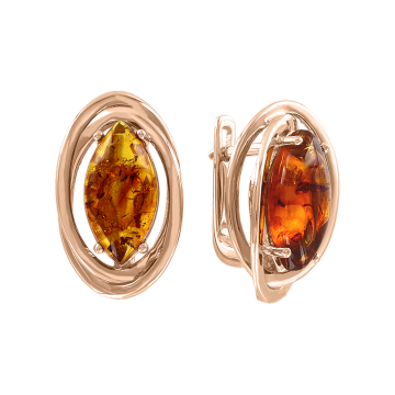 Ohrringe aus Rotgold 585° mit echte Bernstein 