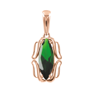 Pendant in red gold of 585 assay value with zirconia 