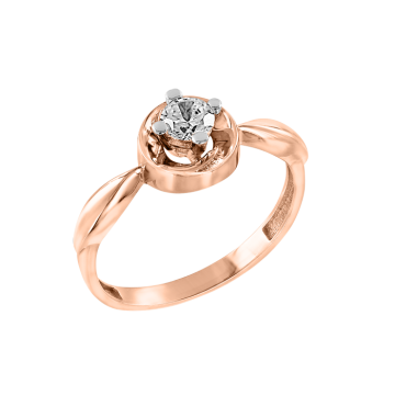 Lady´s ring in red gold of 585 assay value with zirconia 