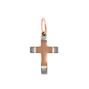 Kreuz Anhänger aus Rot/ Weißgold 585° 