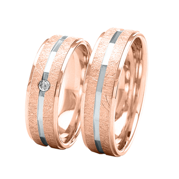 Trauring aus Rotgold 585° mit Brillant