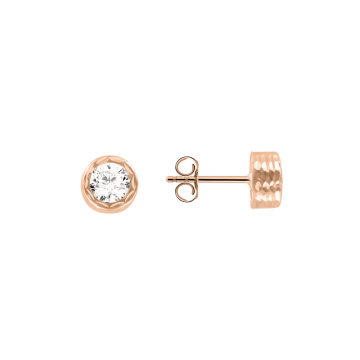 Earrings in red gold with cubic zirconia 