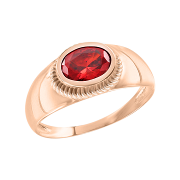 Lady´s ring in red gold of 585 assay value with ruby HTS 