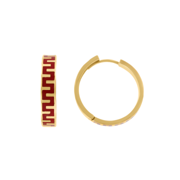 Gelb gold 585° (14K) Ohrringe mit roter Emaille 