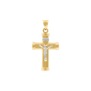 Gelb/ Weißgold 585 Kreuz 