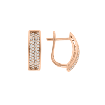 Earrings in red gold with cubic zirconia 