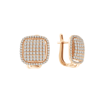 Earrings in red gold with cubic zirconia 