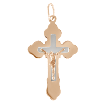 Cross from red and white gold of 585 assay value 