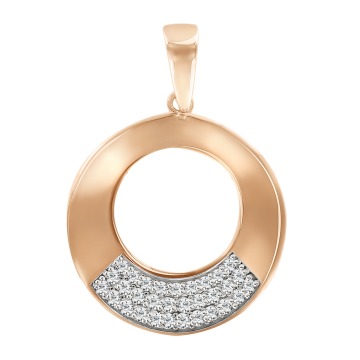 Pendant in red gold of 585 assay value with zirconia 